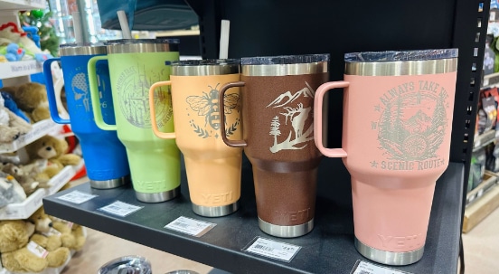 Multi-colored Coffee Mugs on Display